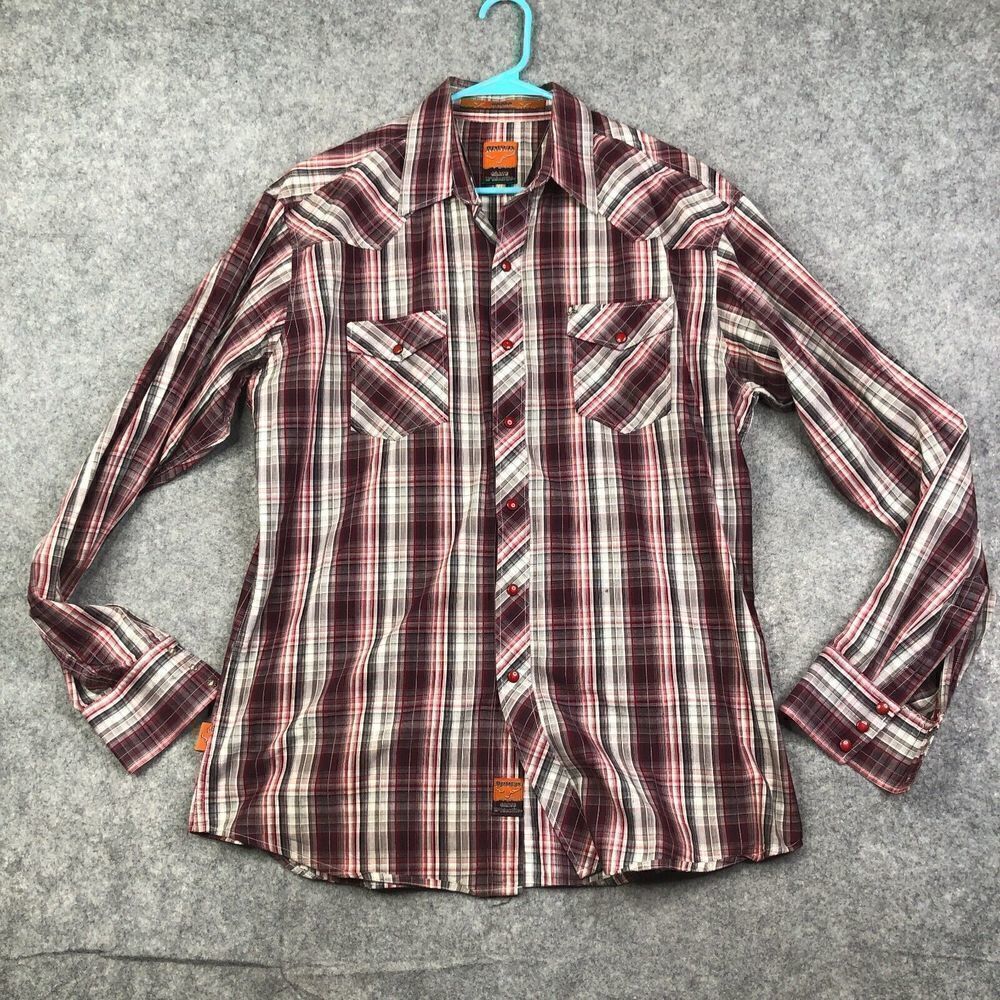 Rodeo Carte D'identite Western Cowboy Shirt Mens XL Snap Button Cowboy Red